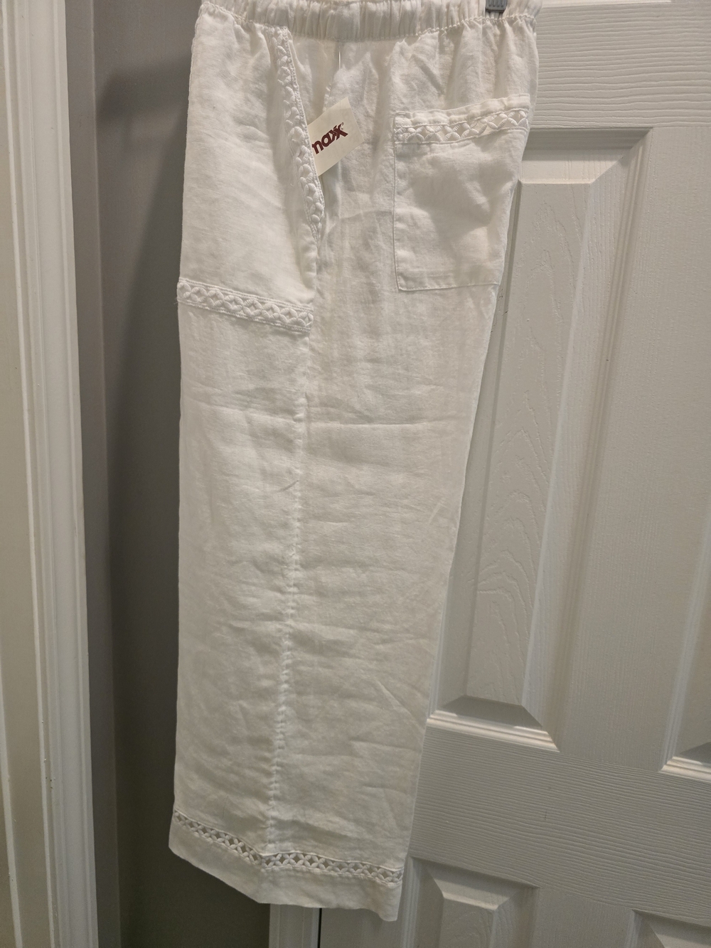 Joie White Linen Elastic-Waist Pants NWT